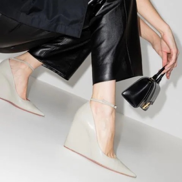 Amina Muaddi Pernille leather wedge pumps size 39 - Picture 3 of 6